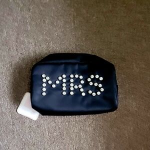 NWT  Gloss & Glo Black Rhinestone "MRS" Makeup Cosmetic Bag Pouch